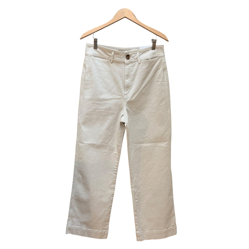 LOFT Pants Women 6 Cream High Waist Slim Wide Leg Neutral Casual Workwear NEW